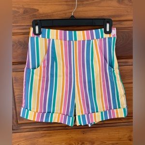 NWT ModCloth high waisted rainbow stripe shorts xs